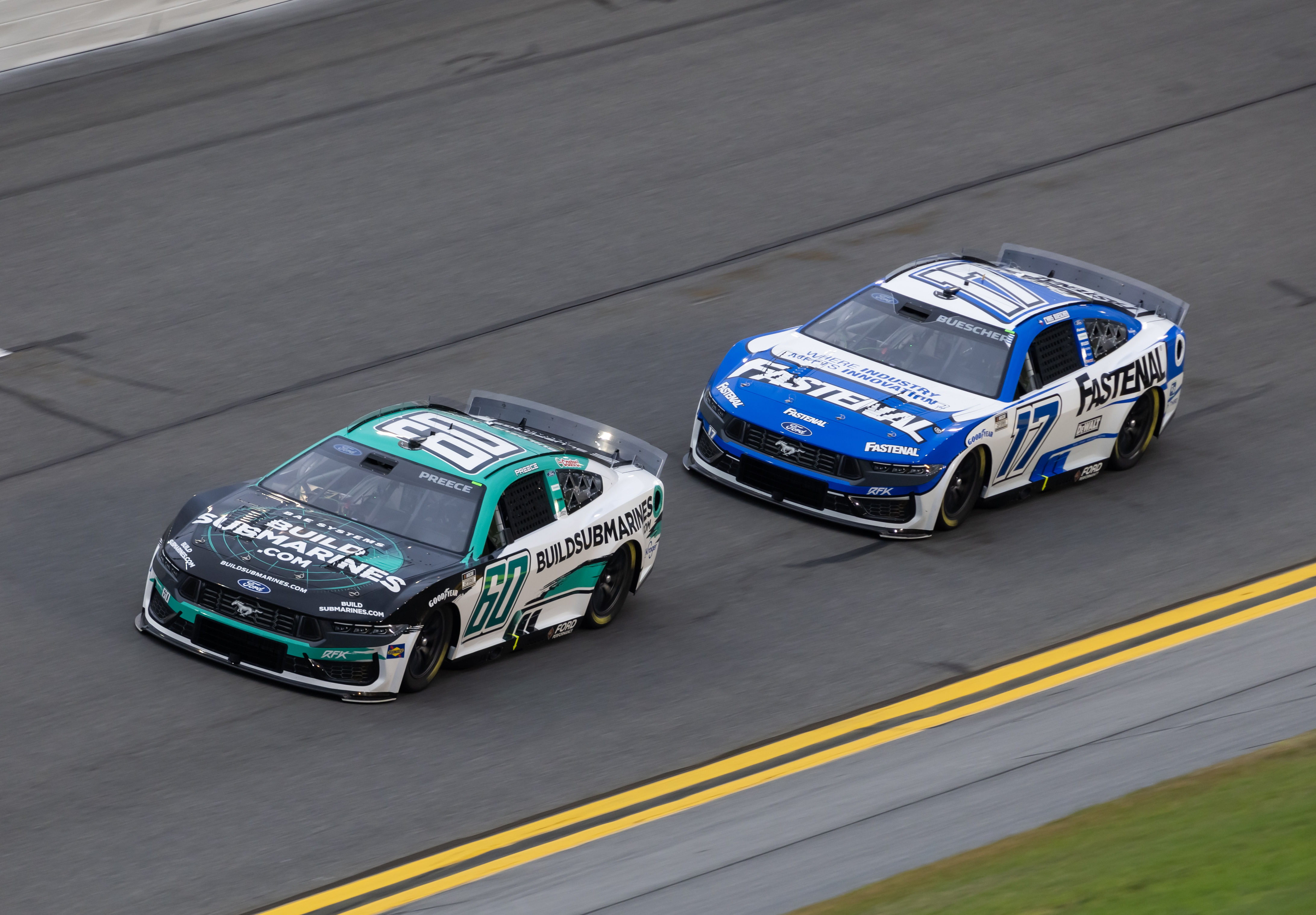 NASCAR Cup Series driver Ryan Preece (60) leads Chris Buescher (17) at the Daytona 500. Source: Imagn